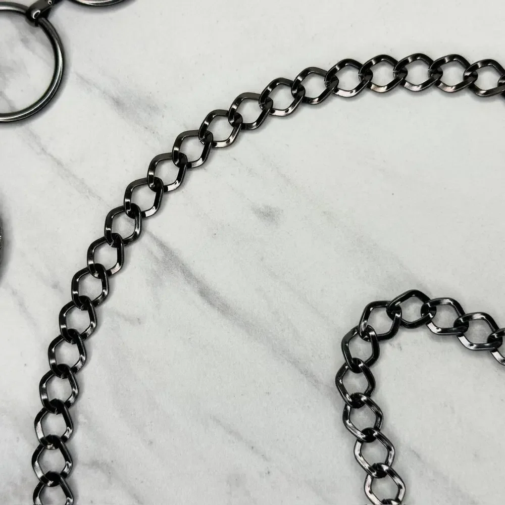 Rhinestone Black Gunmetal Chain Link Belt One Size (OS) ✨